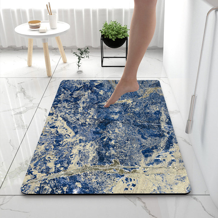 Soft Print Abstract Marble Bath Mat Bowlift