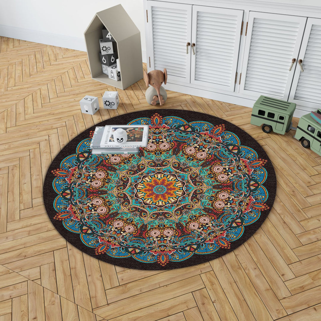 Mandala Print Round Area Rug Bowlift