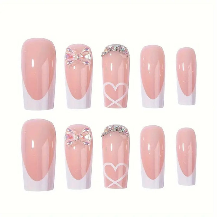 Acrylic nail set with elegant butterfly accents and rhinestones Bowlift