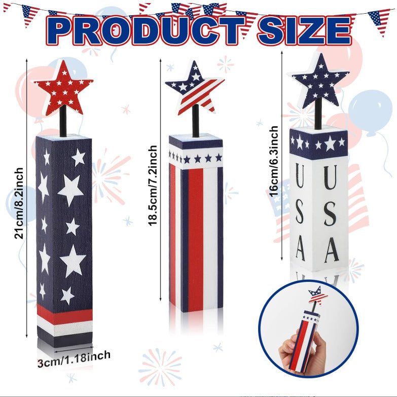 Unisex nan patriotic table decoration set with glittering star columns and flag pattern Bowlift