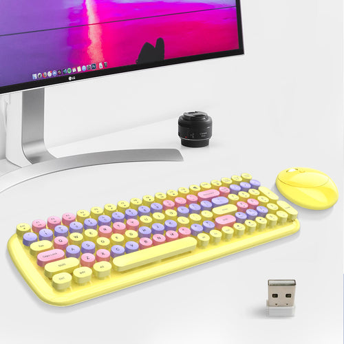 Retro Style Wireless Keyboard and Mouse Set Bowlift