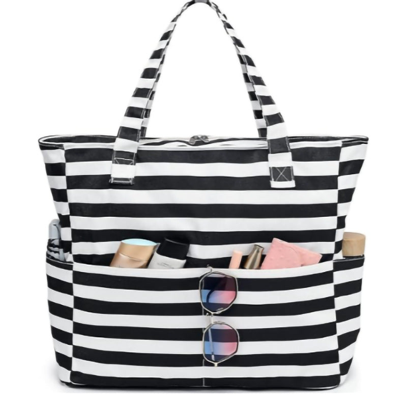Spacious and Stylish Shopping Bag with Striped Pattern Bowlift