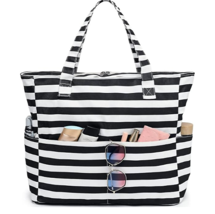 Spacious and Stylish Shopping Bag with Striped Pattern Bowlift
