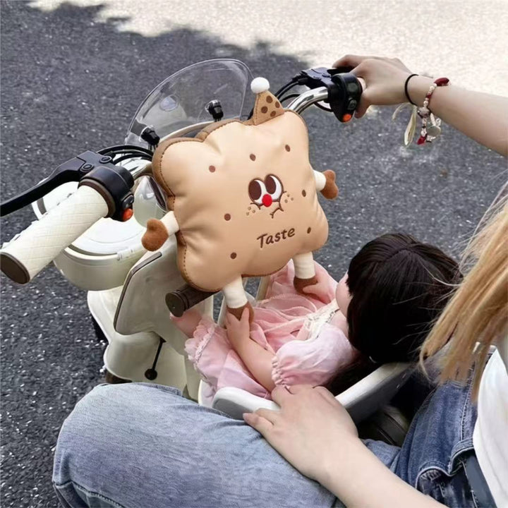 Padded handlebar mittens for scooter with cute plush cat design