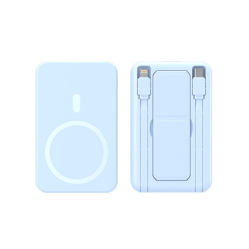 Portable wireless charger with integrated cable system Bowlift