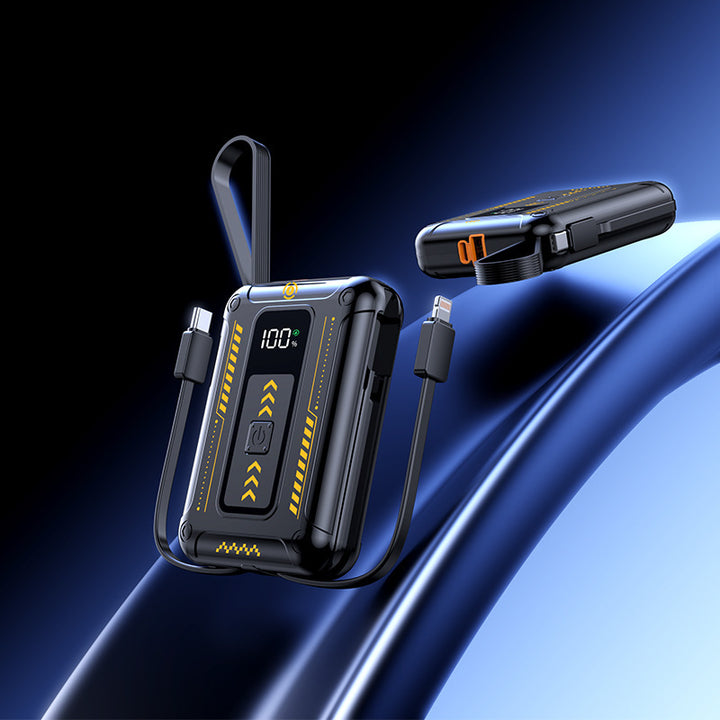 Robust power bank with integrated fast charging function and digital charge level display Bowlift