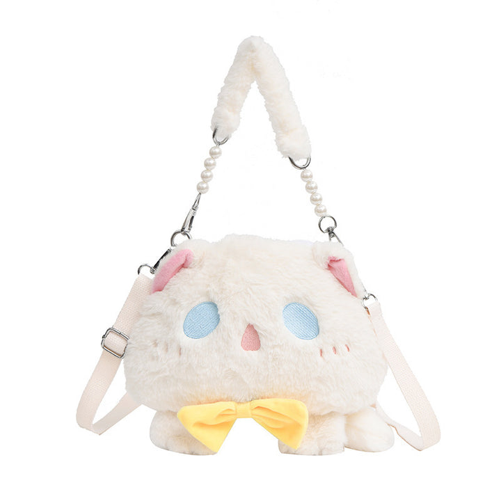 Plush Shoulder Bag with Cat Design Bowlift