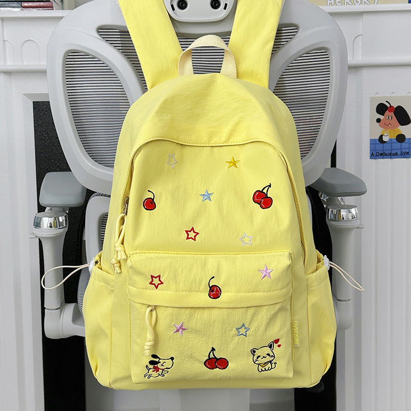 Playful Character Embroidered School Backpack Bowlift