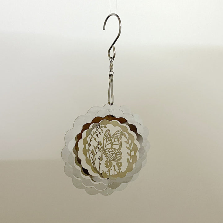 Iridescent Layered Heart Wind Spinner Hanging Suncatcher Bowlift