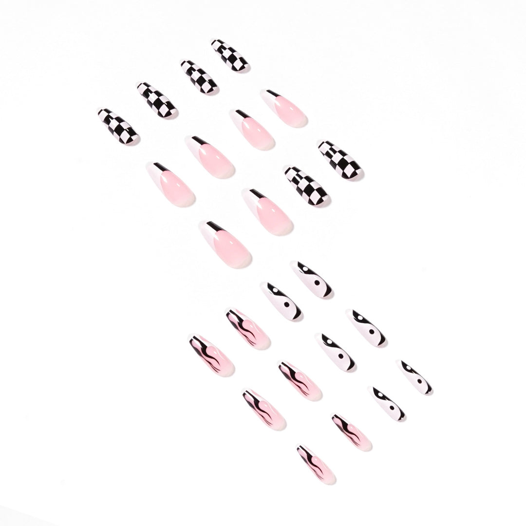Artificial nail art with modern graphic design Bowlift