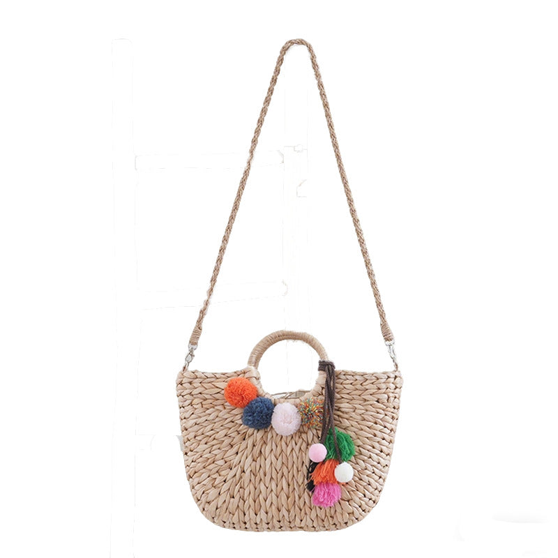 Basket bag with colorful pompons Bowlift