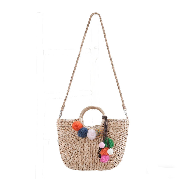Basket bag with colorful pompons Bowlift