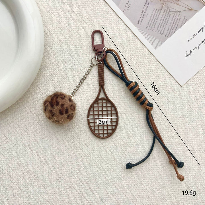 Tennis Racket and Fur Ball Keychain Bowlift