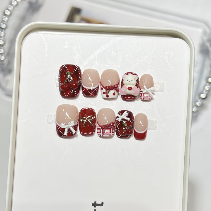 Whimsical Dessert-Themed Press-On Nail Art Set Bowlift