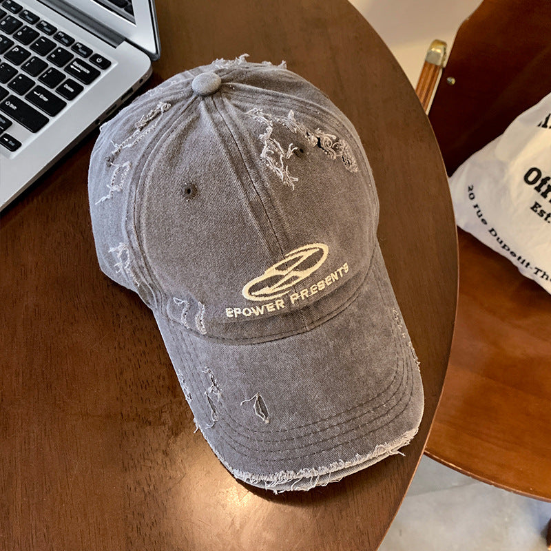 Men's Distressed Denim Baseball Cap Bowlift 1784270624