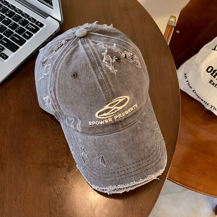 Men's Distressed Denim Baseball Cap Bowlift 1784270624