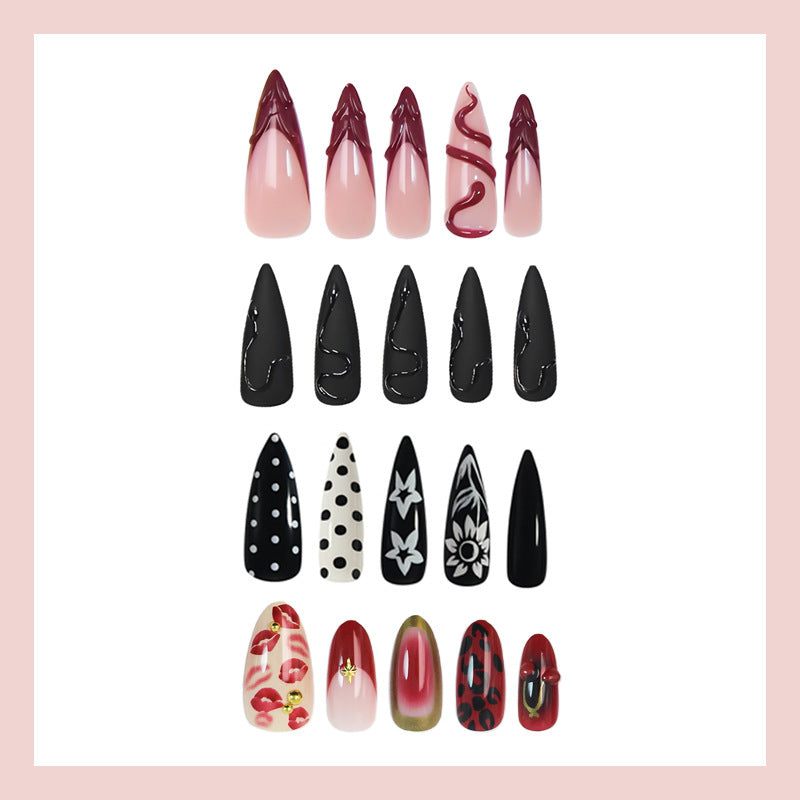 Artificial nail set with elegant tips and exciting patterns Bowlift