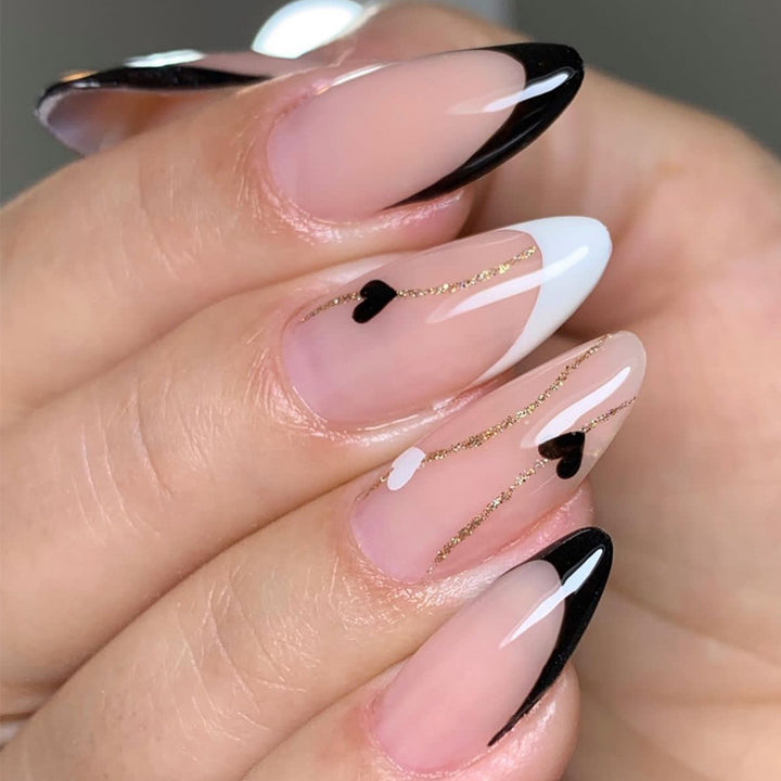 Elegant Stiletto Press-On Nail Art with Rhinestone Accents Bowlift