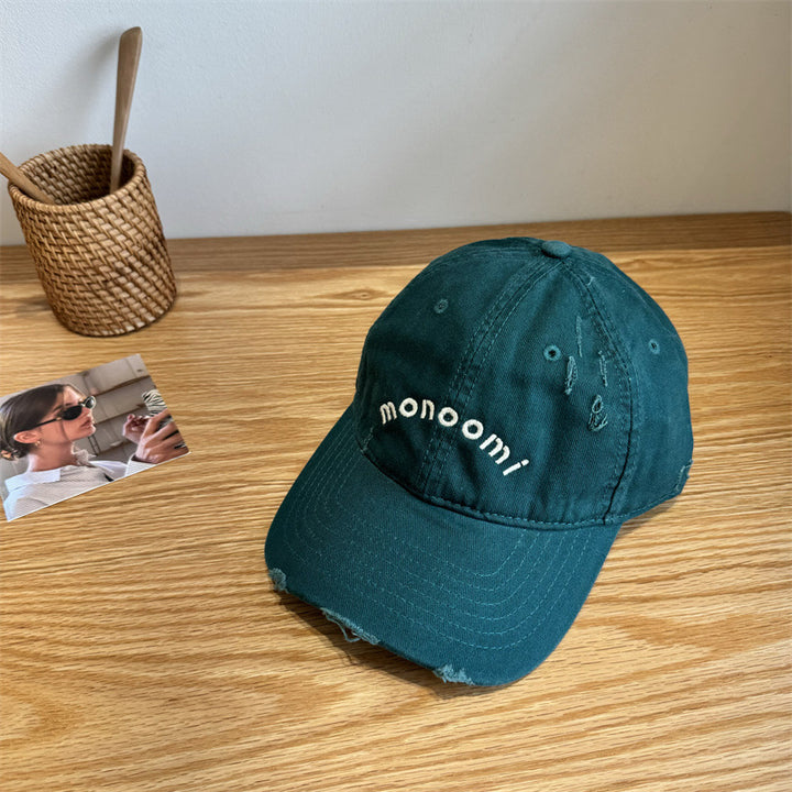 Women's Distressed Cotton Baseball Cap Bowlift
