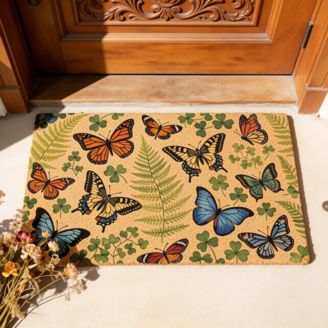Decorative Bee Hive Welcome Indoor Outdoor Low-Profile Doormat With Non-Slip Rubber Backing