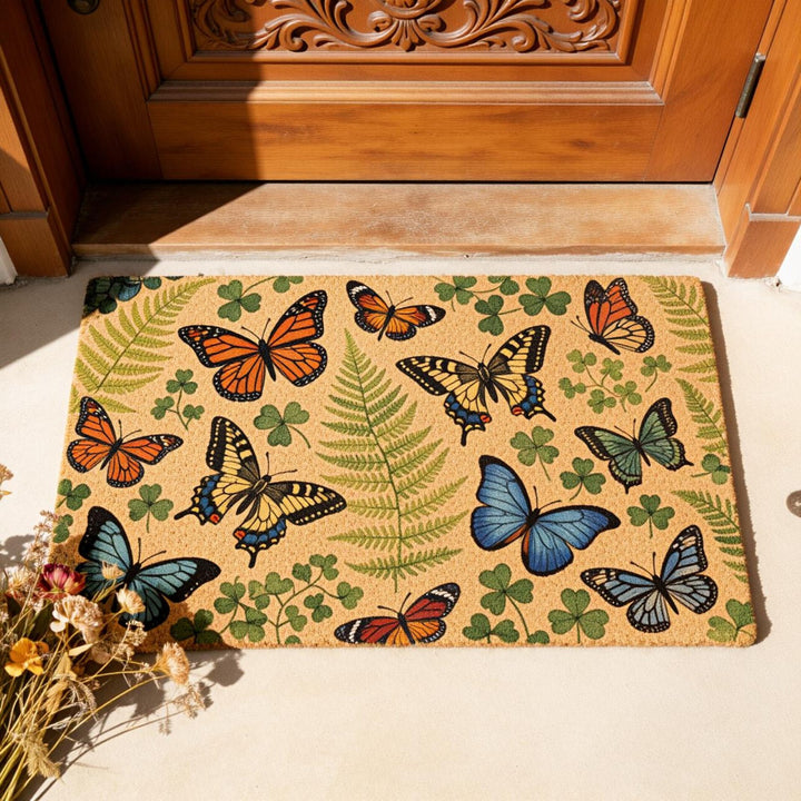 Decorative Bee Hive Welcome Indoor Outdoor Low-Profile Doormat With Non-Slip Rubber Backing