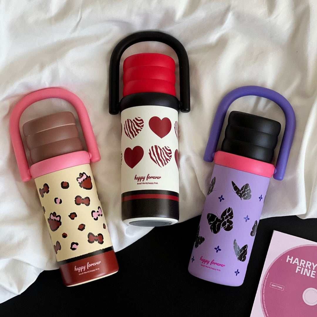 Ladies Insulated Drink Bottle with Design and Practical Handle Bowlift