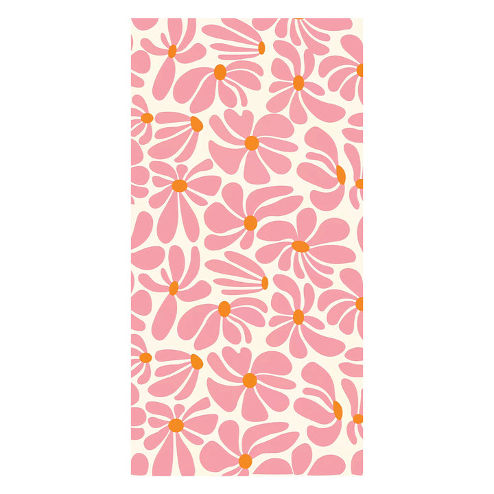 Oversized Microfiber Beach Towel With Retro Daisy Pattern And Quick-Dry Lightweight Weave