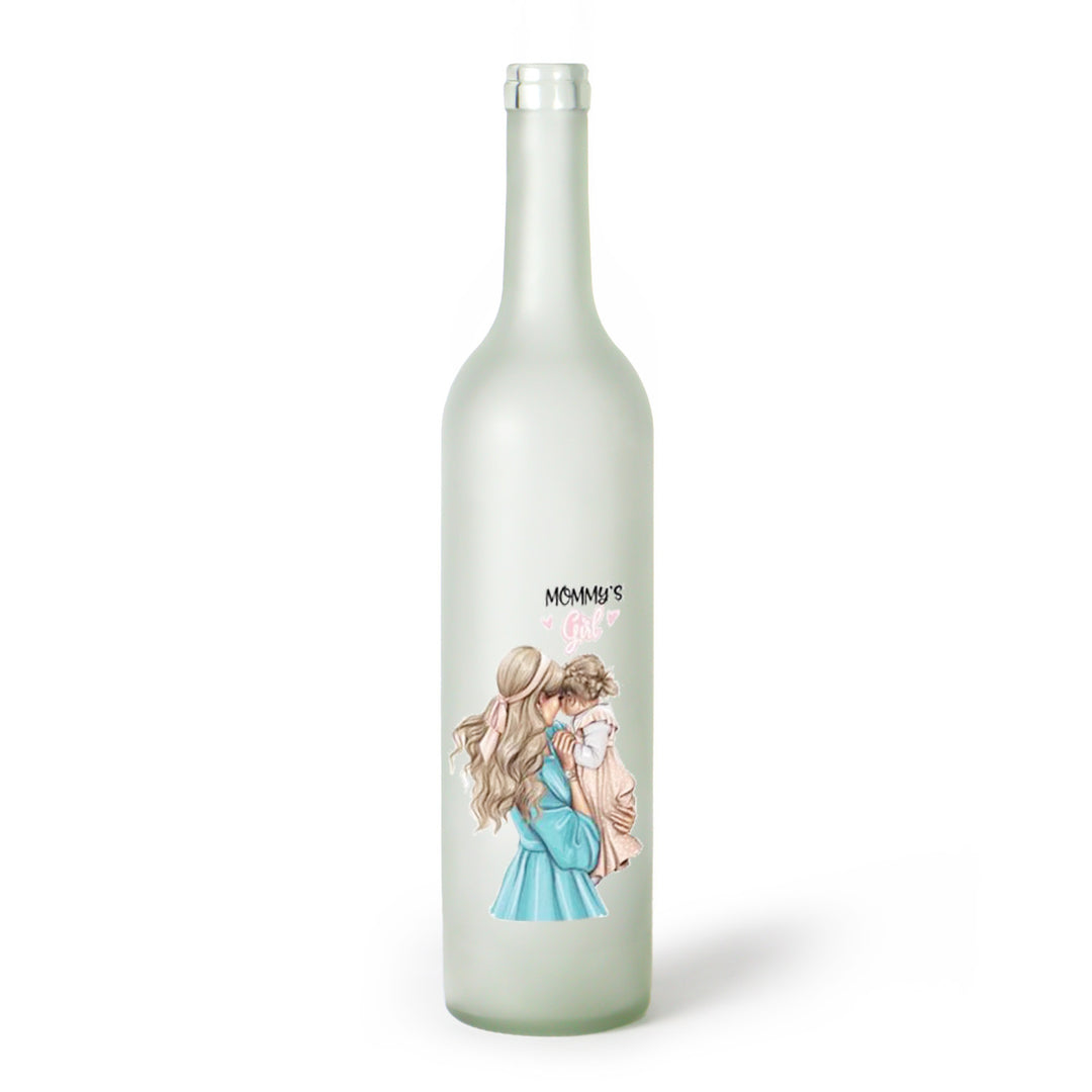 Decorative Frosted Glass Bottle Vase With Fashion Collage Decal