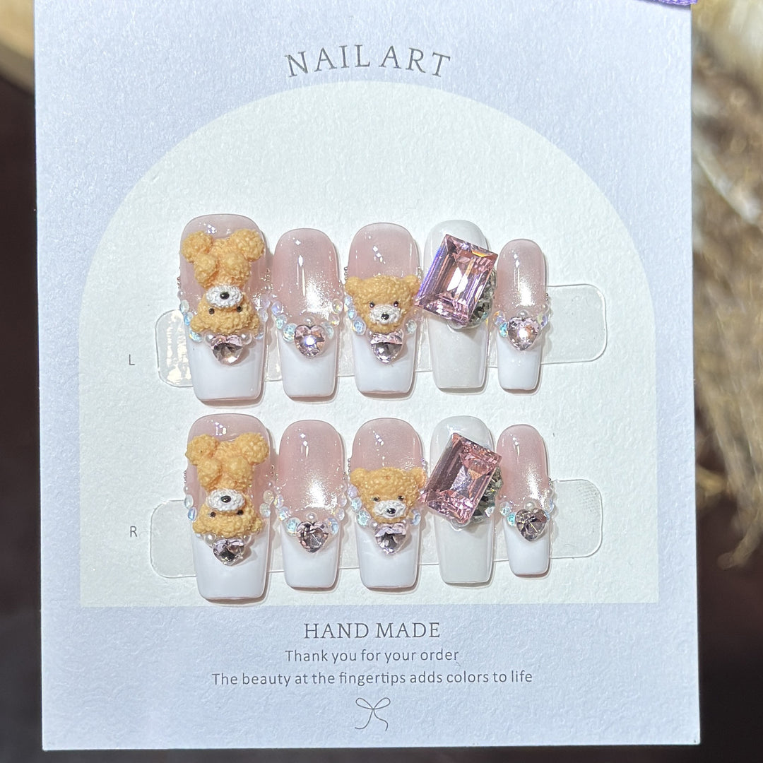 Cute Animal-Inspired Press-On Nail Art Set Bowlift