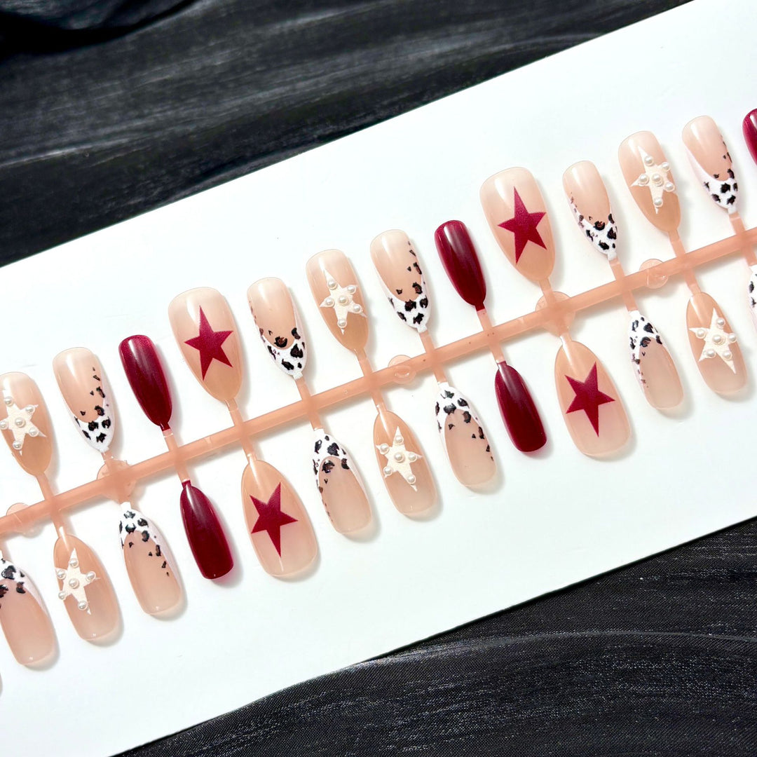 Stylish Press-On Nail Set with Artistic Designs