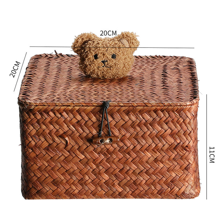 Woven Storage Box with Cute Lid Bowlift