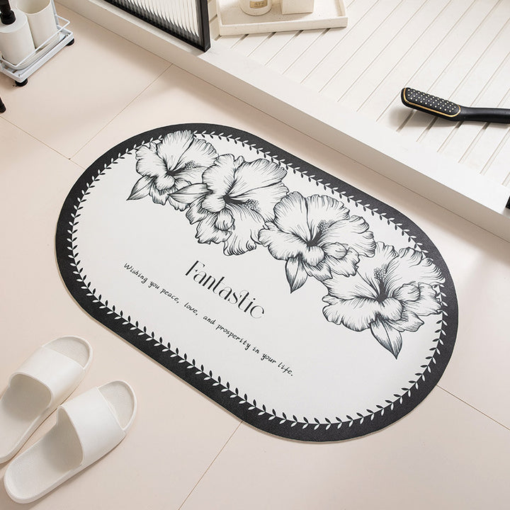 Floral Design Anti-Slip Bath Mat Bowlift