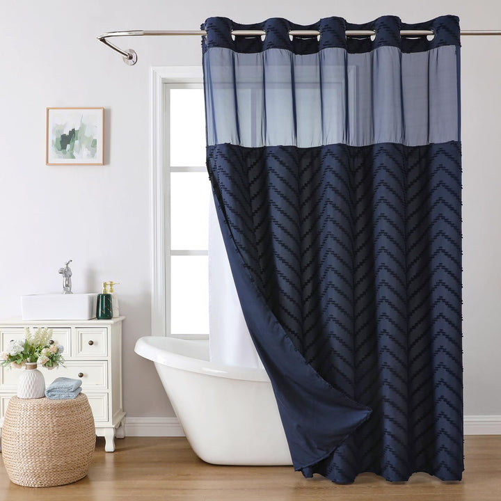 Luxury Textured Shower Curtain Bowlift
