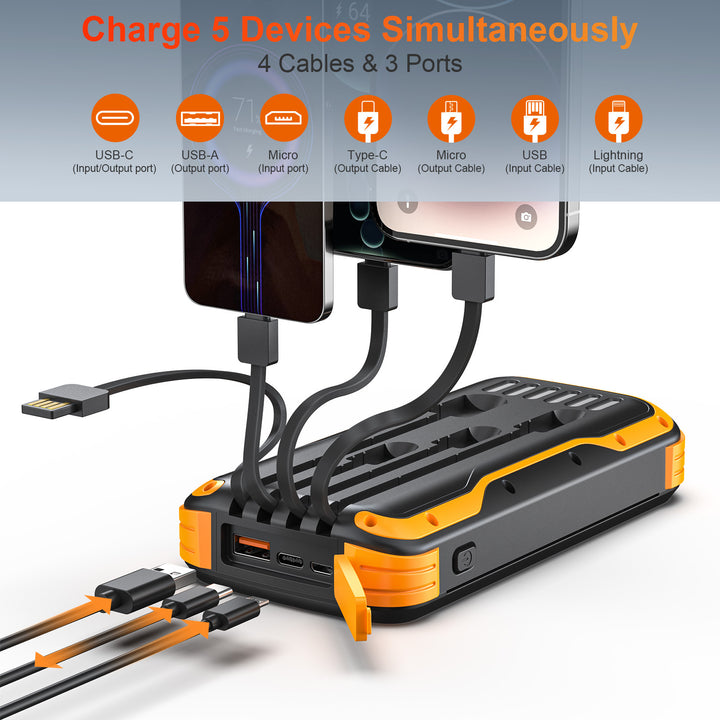 Solar Powerbank with Integrated LED Light and Multiple Charging Ports Bowlift