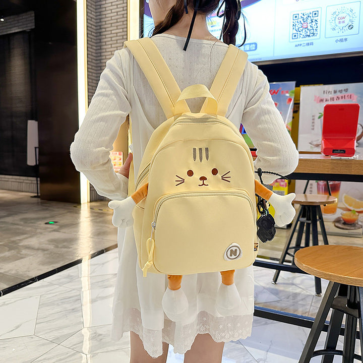 Plush Cat-Themed Backpack Bowlift