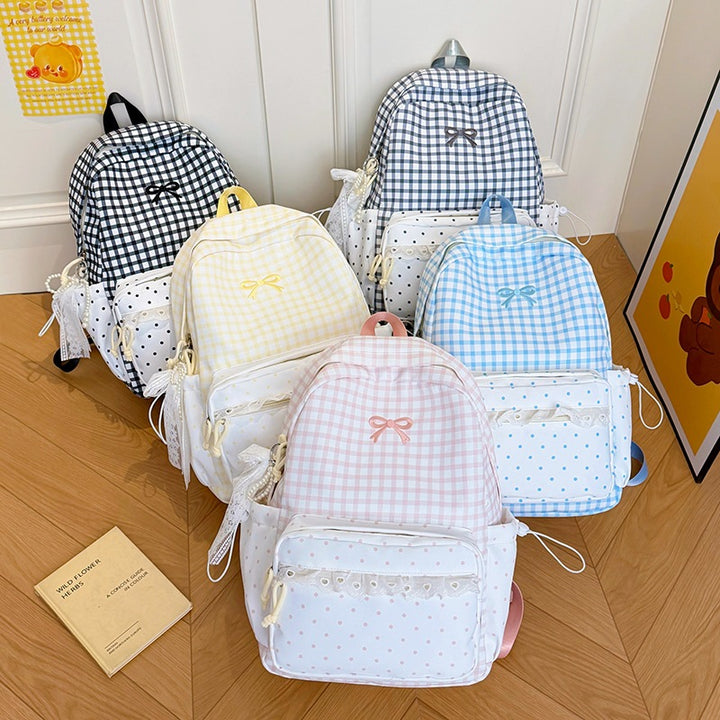 Playful Gingham and Polka Dot Backpack Bowlift