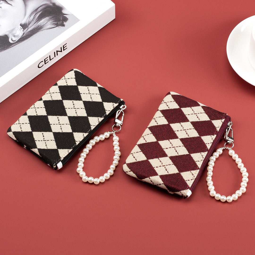 Stylish Checkered Zip Wallet