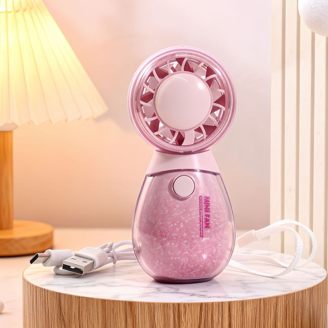 Ladies portable hand fan with playful bear design Bowlift