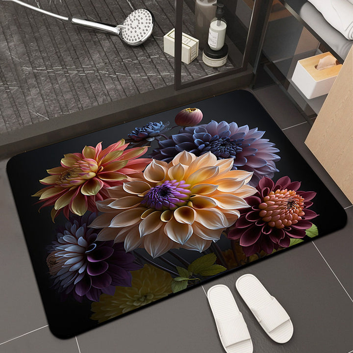 Floral Print Memory Foam Bath Mat Bowlift