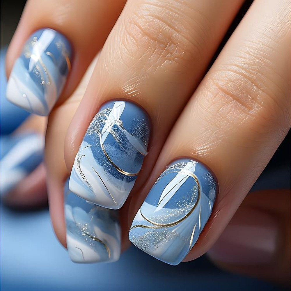 Artificial nails in elegant French tip design Bowlift