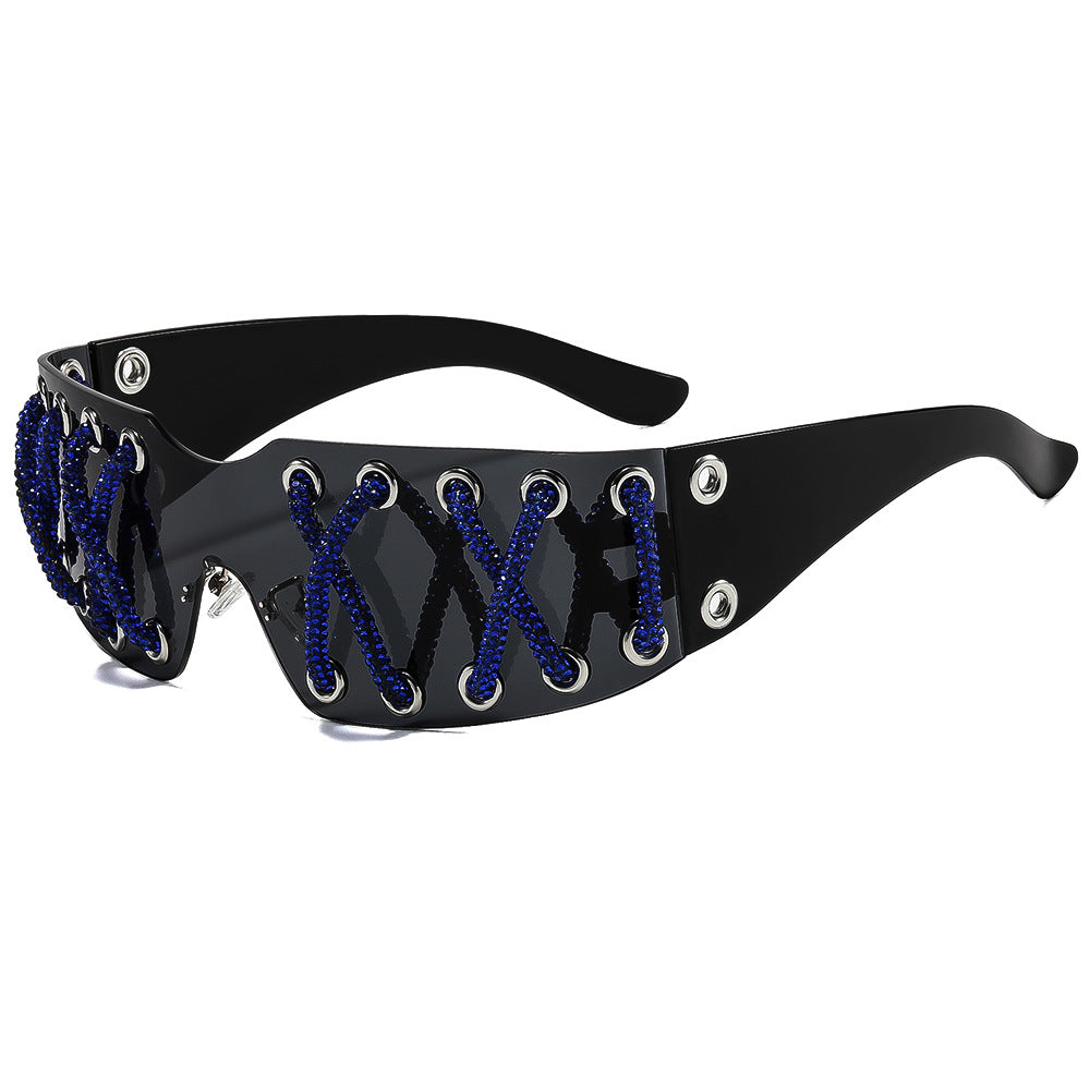 Women futuristic design sunglasses with unique decor Bowlift