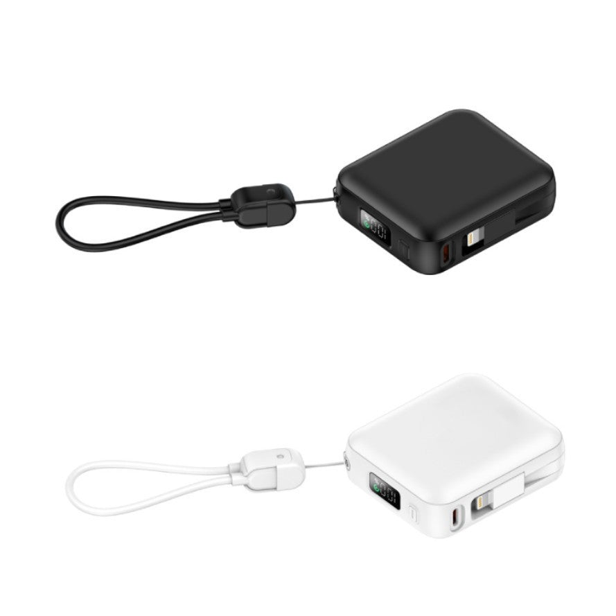 Portable power bank with integrated charging cable and digital display Bowlift