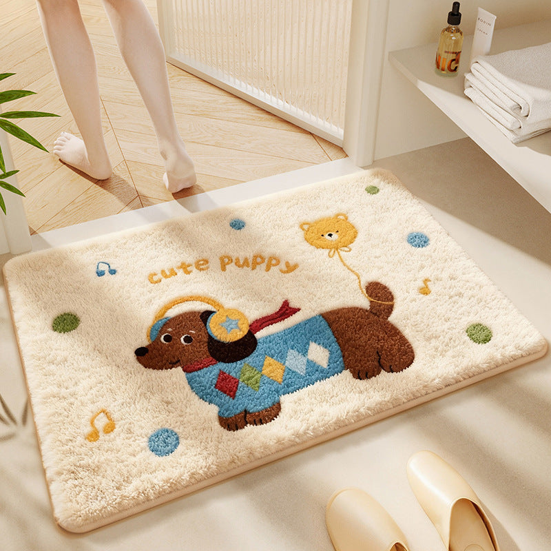 Cartoon Dog-themed Bath Rug Bowlift