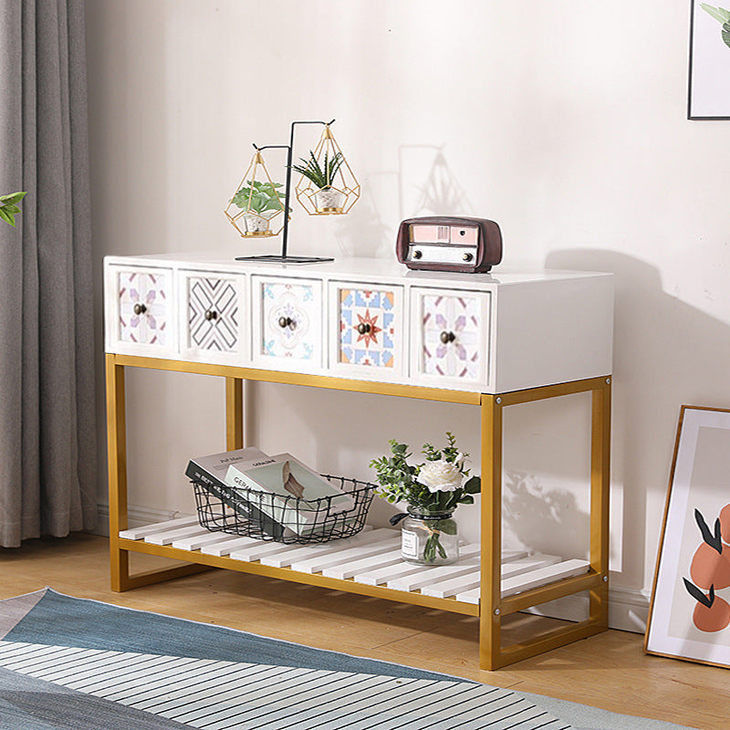 Rustic Wooden Console Table with Storage Bowlift