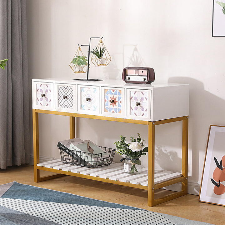 Rustic Wooden Console Table with Storage Bowlift