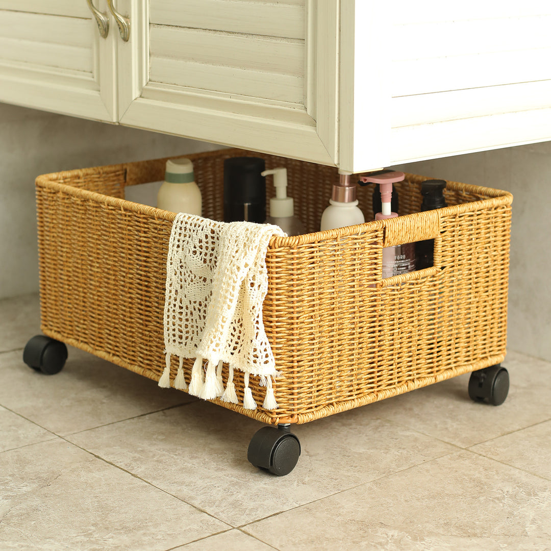 Rolling Woven Storage Basket Bowlift