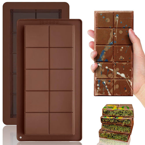 Flexible Silicone Rectangular Chocolate Bar Mold Ten-Segment Nonstick Removable Tray