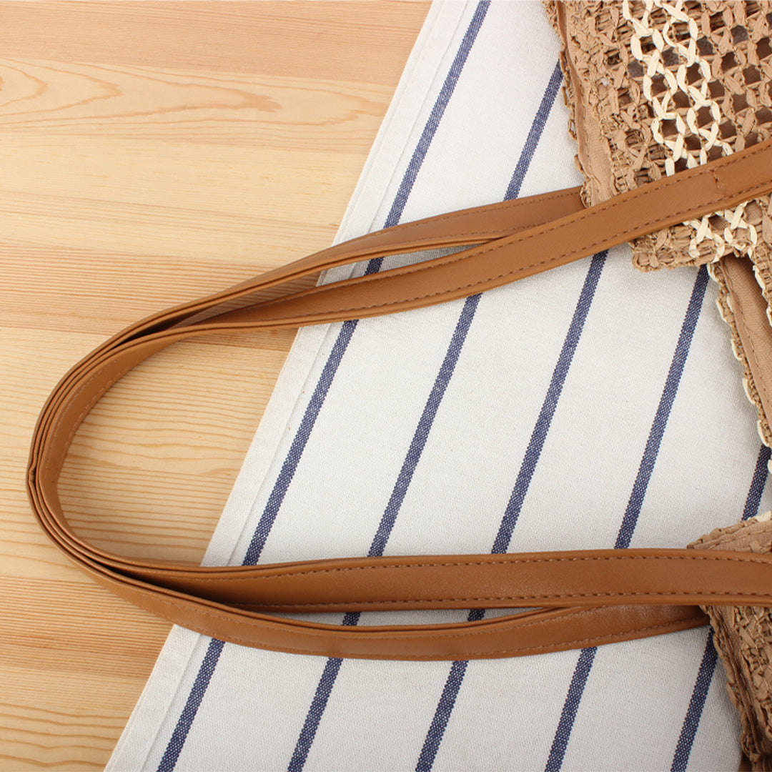 Woven beach bag with leather handles Bowlift