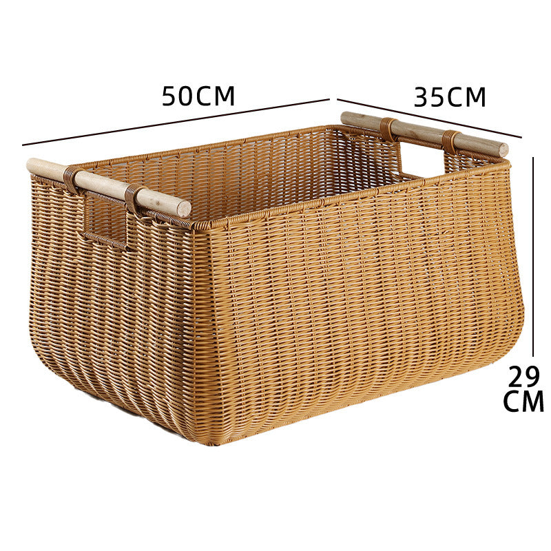 Large Handwoven Storage Basket with Ergonomic Handles Bowlift