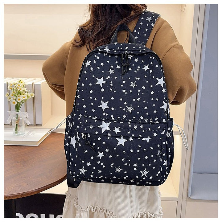 Backpack with Sparkling Star Motif and Charming Pendant Bowlift